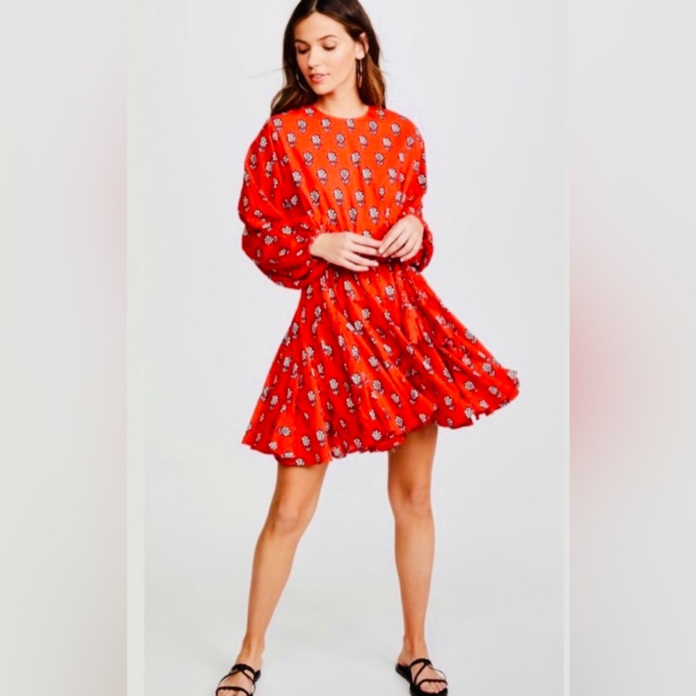 RHODE Resort RED/BLACK/WHITE Floral Ella Dress